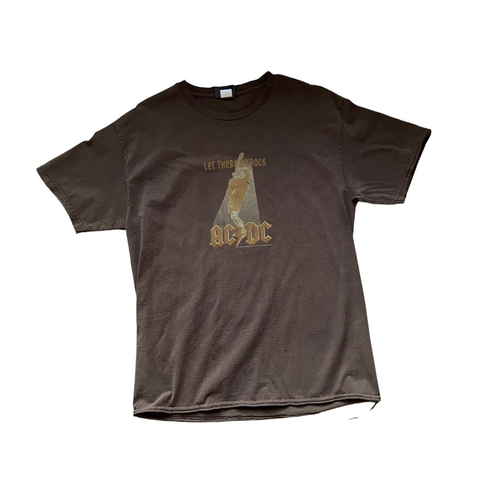 Vintage Late 70s / Early 80s Ac/Dc Brown Grunge T-Shi… - Gem